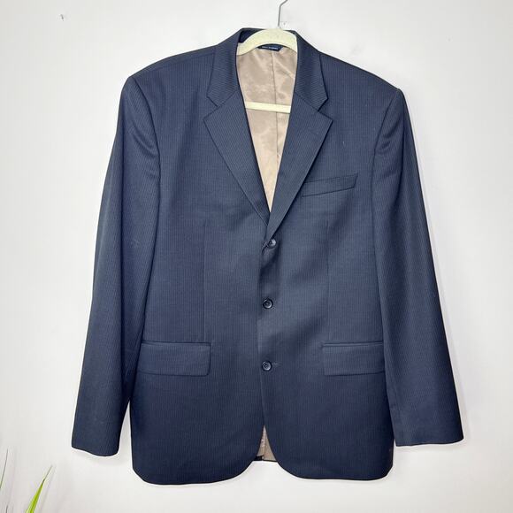 Banana Republic 42R Wool Black Pinstripe Three-Button Single-Breasted‎ Blazer - Picture 1 of 12